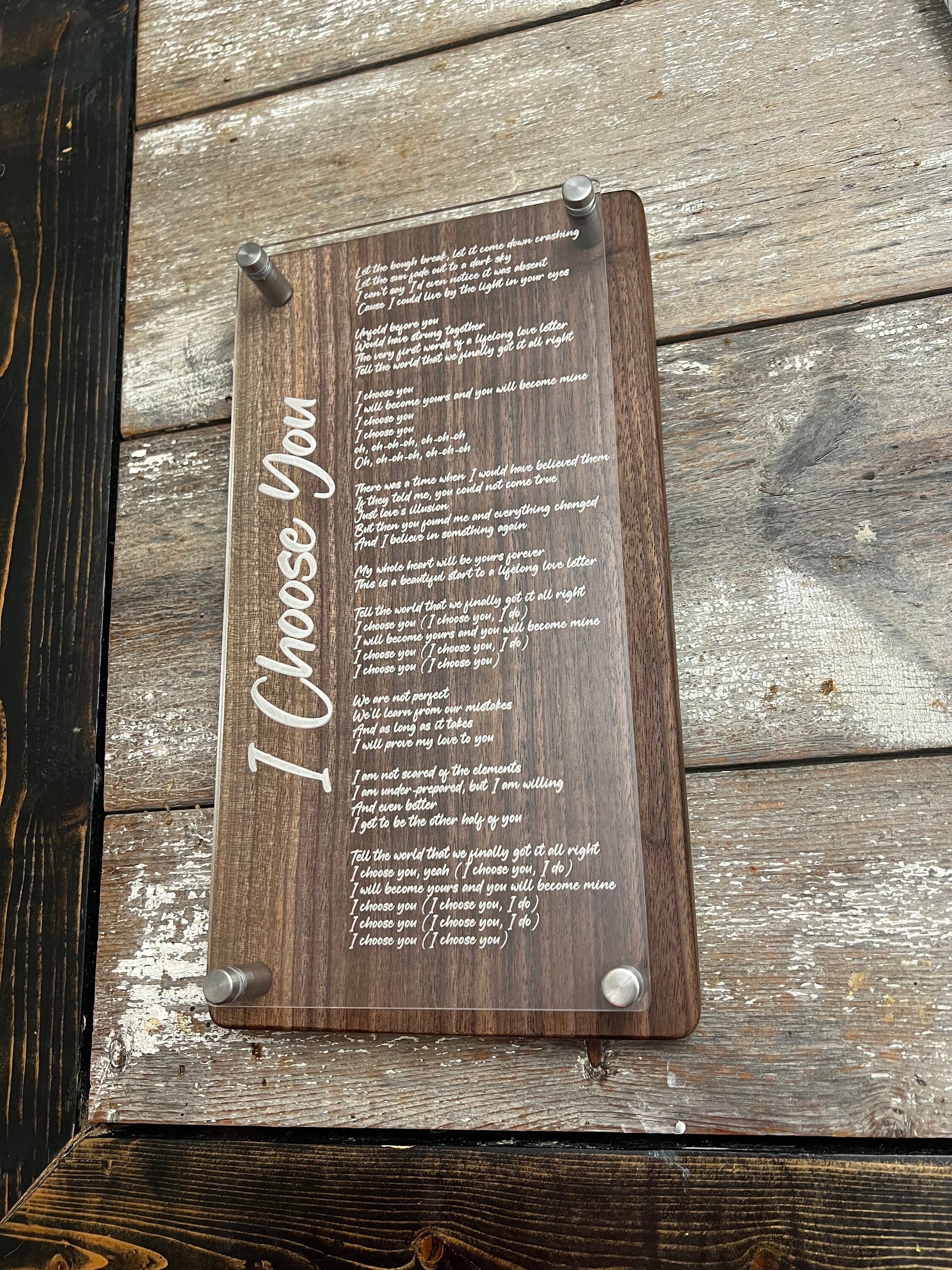 Personalized Wedding Song Art - Custom Hardwood & Acrylic Laser Engraved Wedding Song Plaque