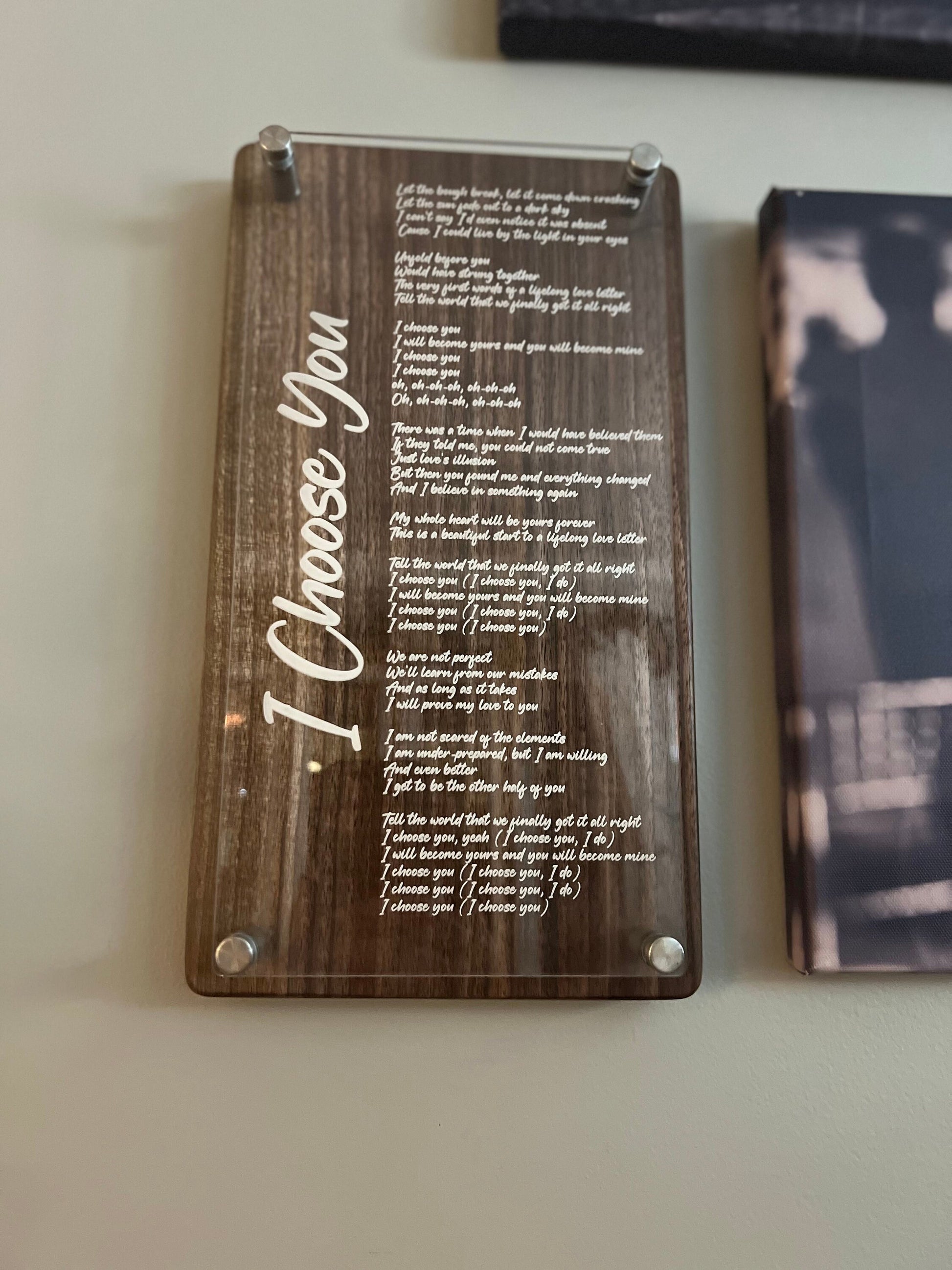 Personalized Wedding Song Art - Custom Hardwood & Acrylic Laser Engraved Wedding Song Plaque