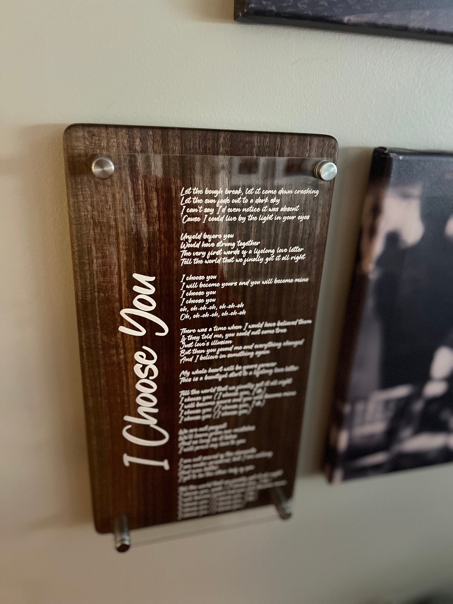 Personalized Wedding Song Art - Custom Hardwood & Acrylic Laser Engraved Wedding Song Plaque