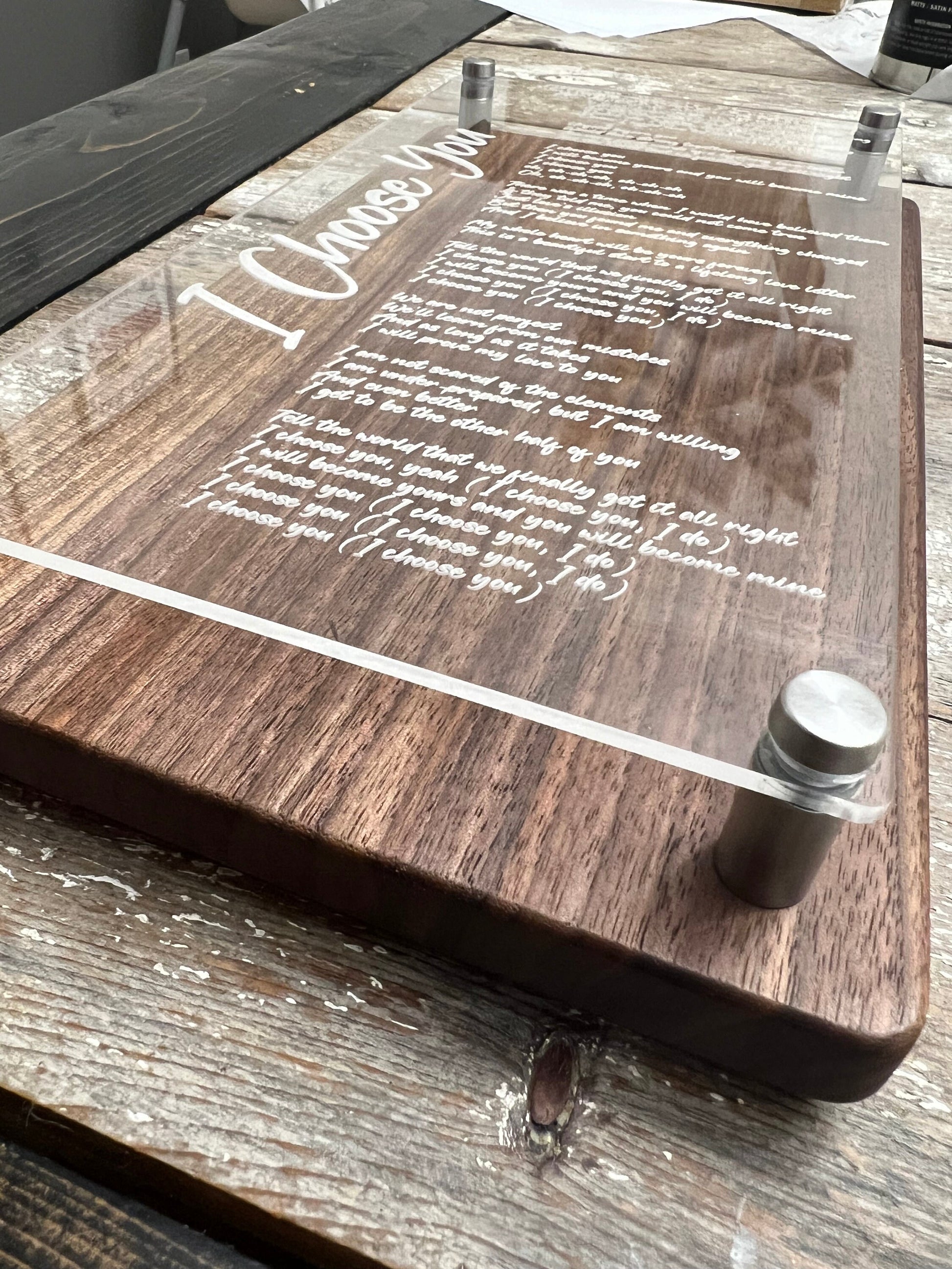 Personalized Wedding Song Art - Custom Hardwood & Acrylic Laser Engraved Wedding Song Plaque