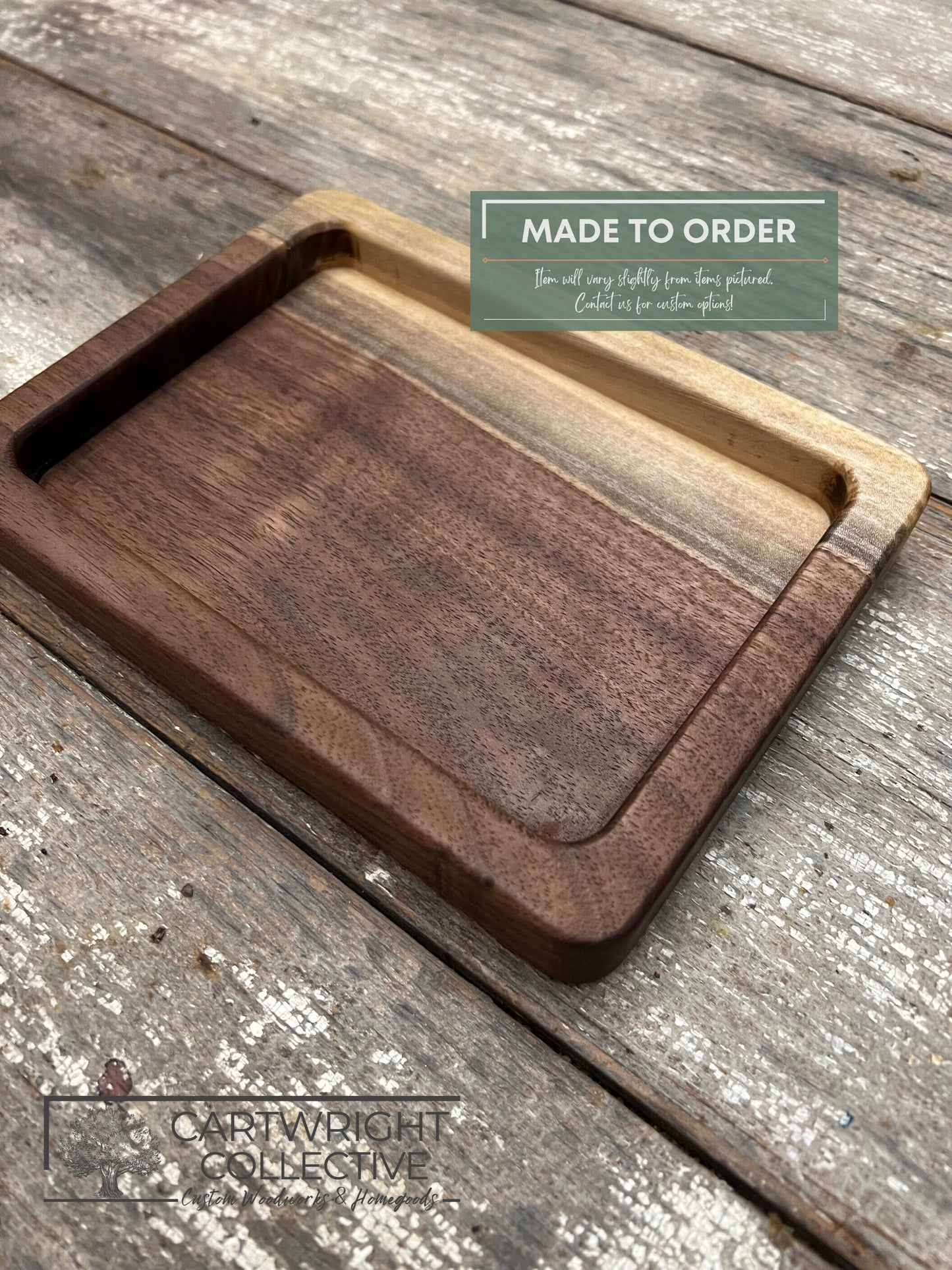 Handcrafted Rectangle Hardwood Catch-All Tray – Elegant Organizer for Keys, Jewelry, & Essentials – Home Decor - Personalization Available