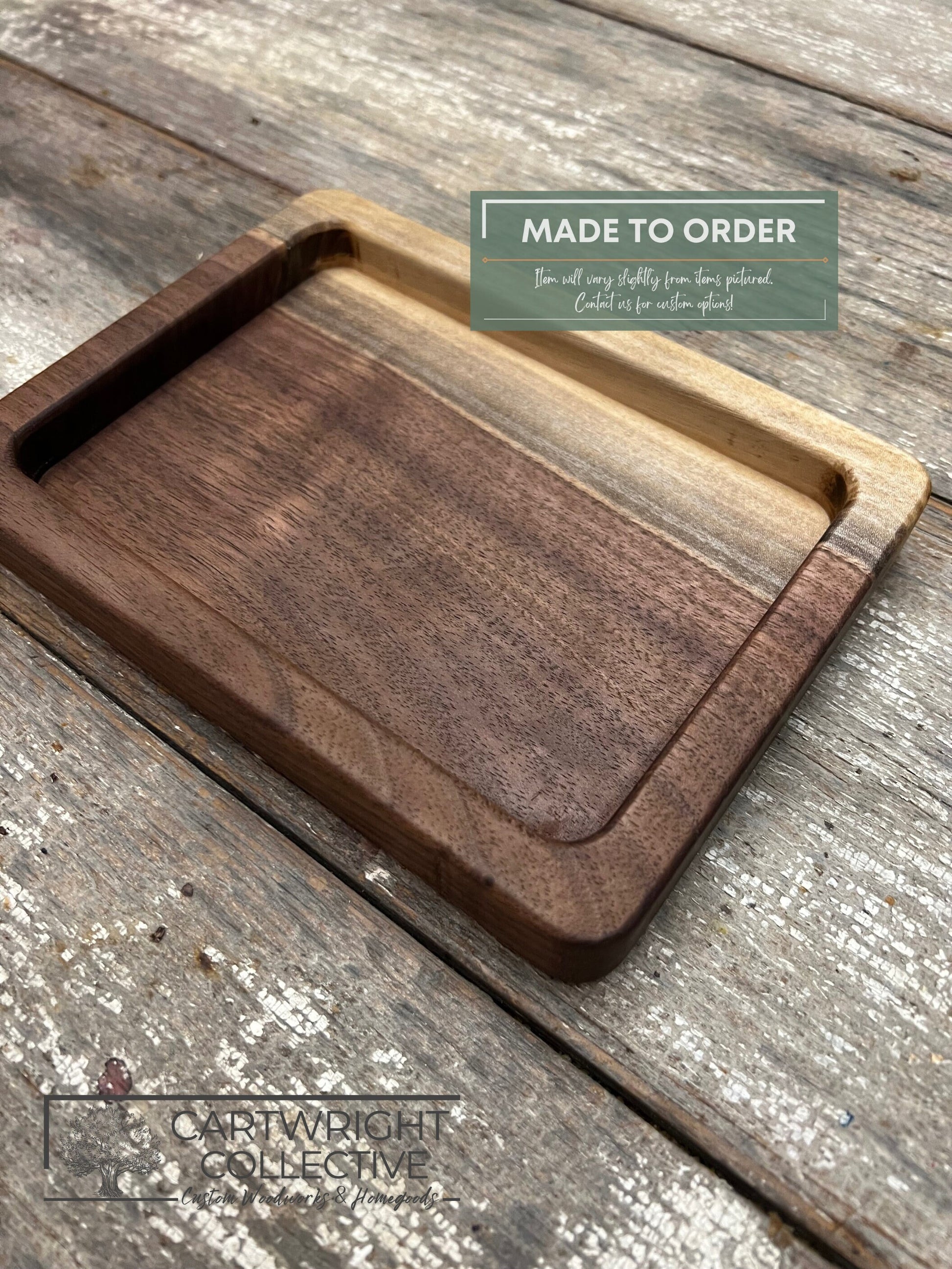 Handcrafted Rectangle Hardwood Catch-All Tray – Elegant Organizer for Keys, Jewelry, & Essentials – Home Decor - Personalization Available