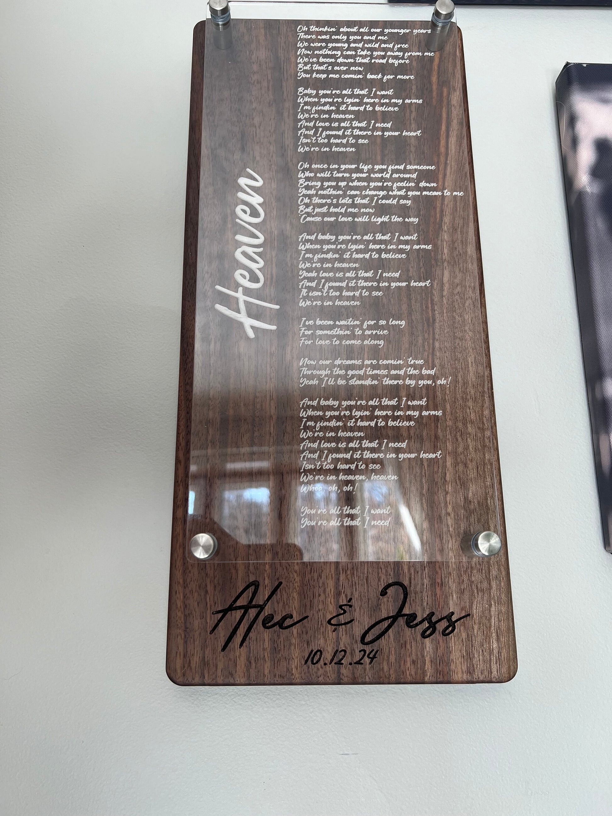 Personalized Wedding Song Art - Custom Hardwood & Acrylic Laser Engraved Wedding Song Plaque