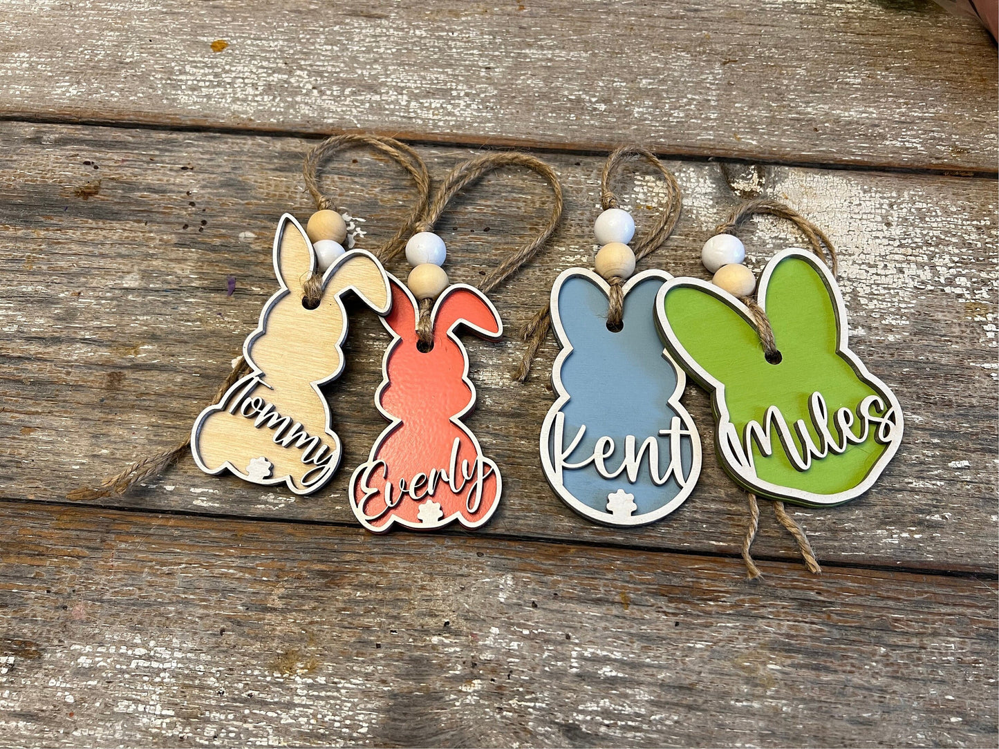 Personalized Laser-Cut Kids' Names Easter Basket Tags - Customizable Bunny-Themed Tags for Eggstra Special Unique Easter Basket Decor