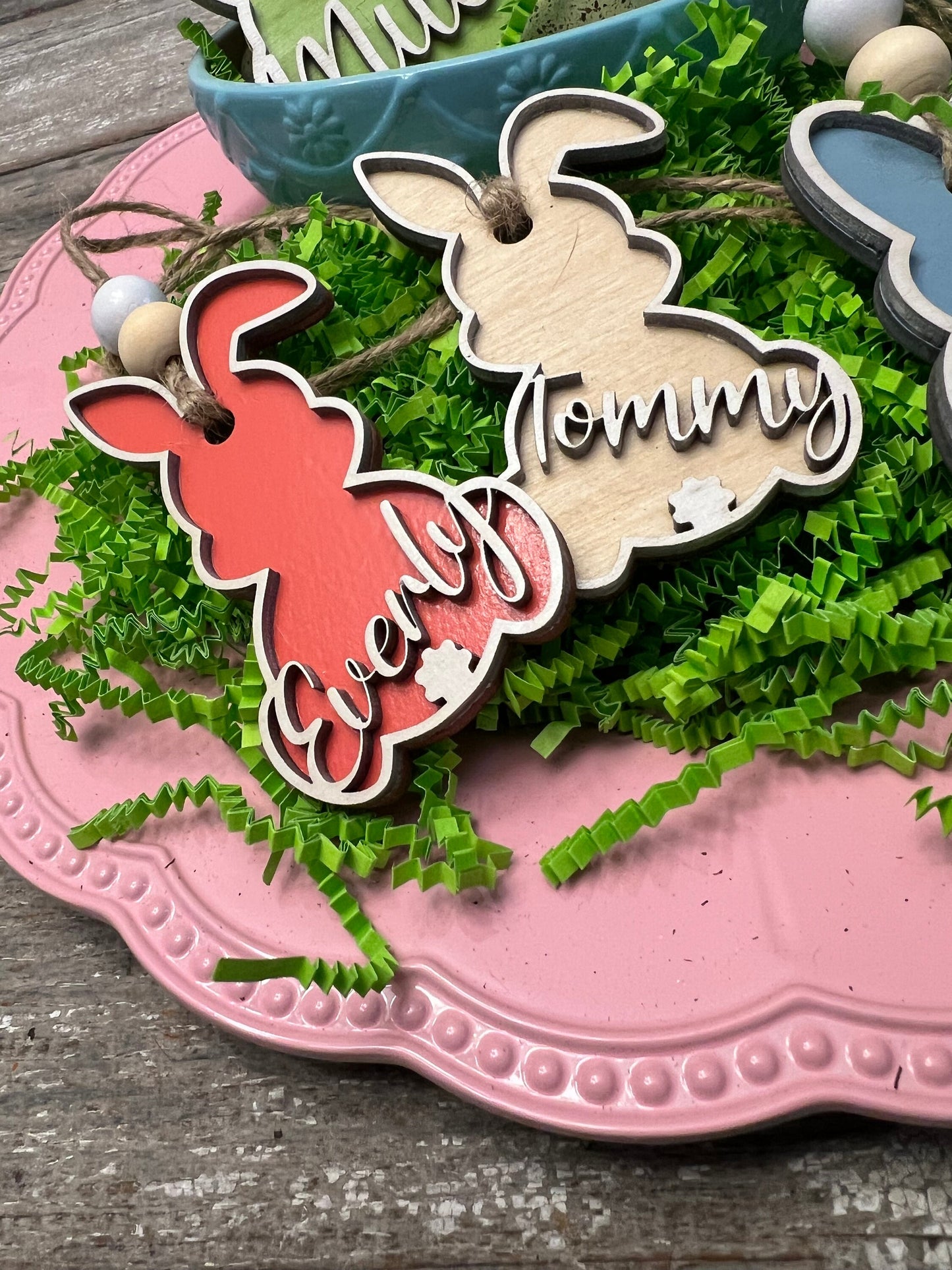 Personalized Laser-Cut Kids' Names Easter Basket Tags - Customizable Bunny-Themed Tags for Eggstra Special Unique Easter Basket Decor