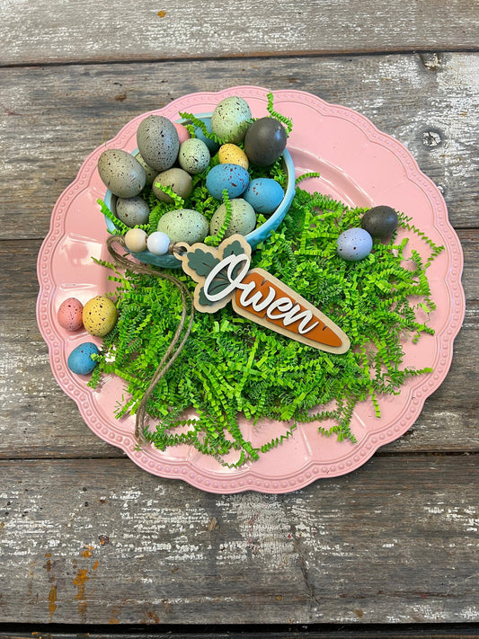 Personalized Laser-Cut Kids' Names Easter Basket Tag - Customizable Carrot-Themed Tags for Eggstra Special Unique Easter Basket Decor