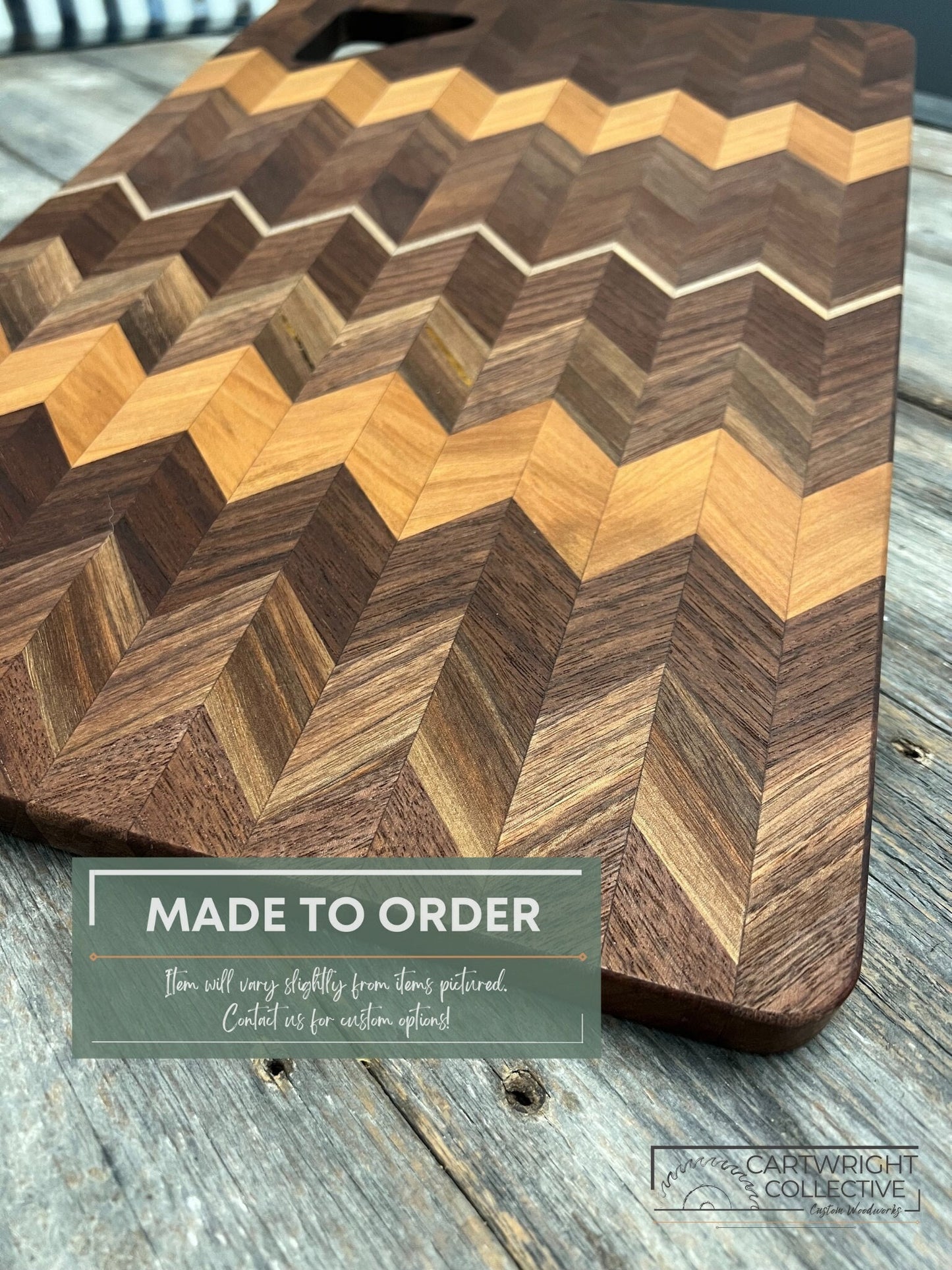 Hardwood Chevron Pattern Charcuterie Board