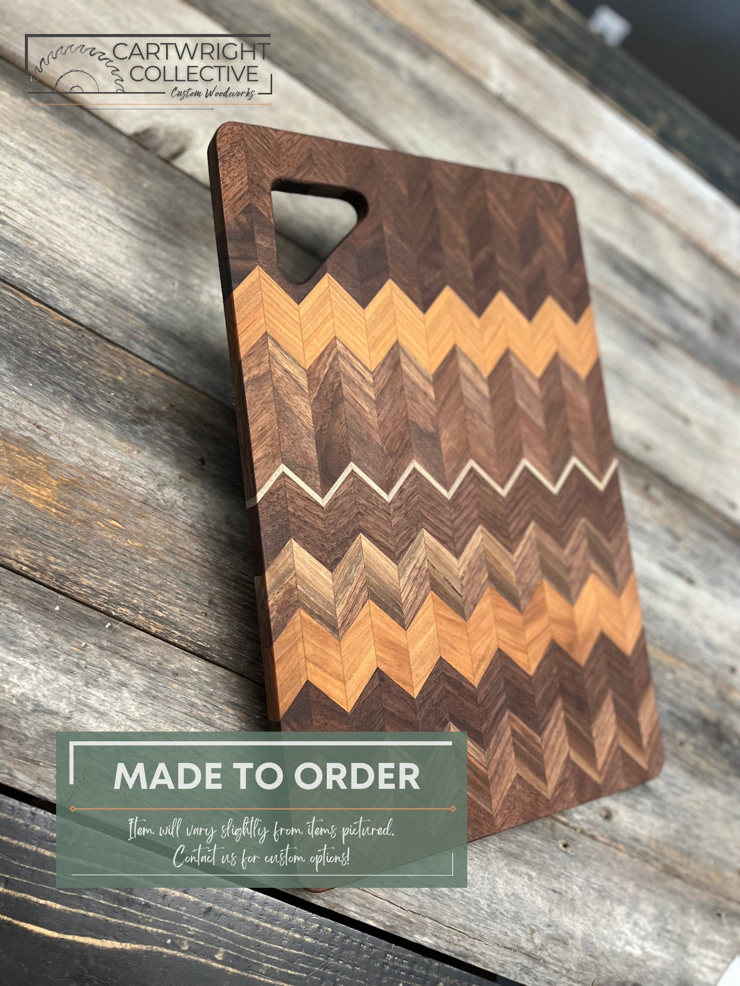 Hardwood Chevron Pattern Charcuterie Board