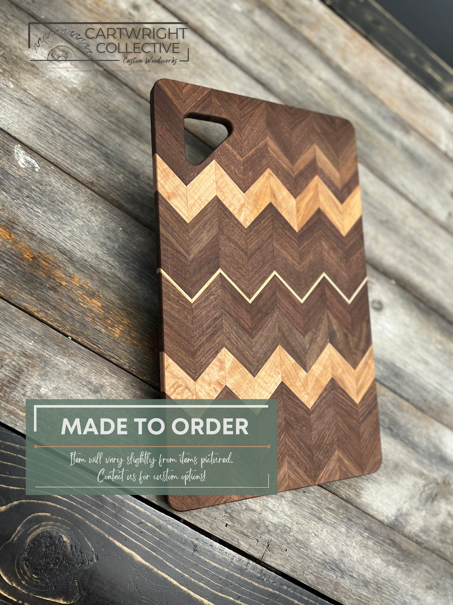 Hardwood Chevron Pattern Charcuterie Board