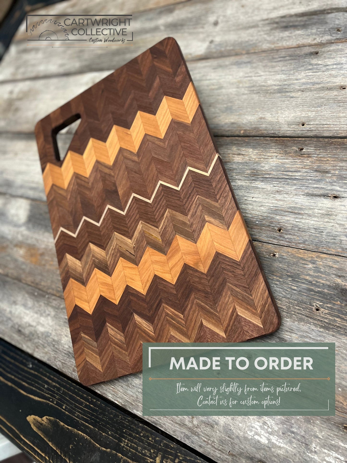 Hardwood Chevron Pattern Charcuterie Board