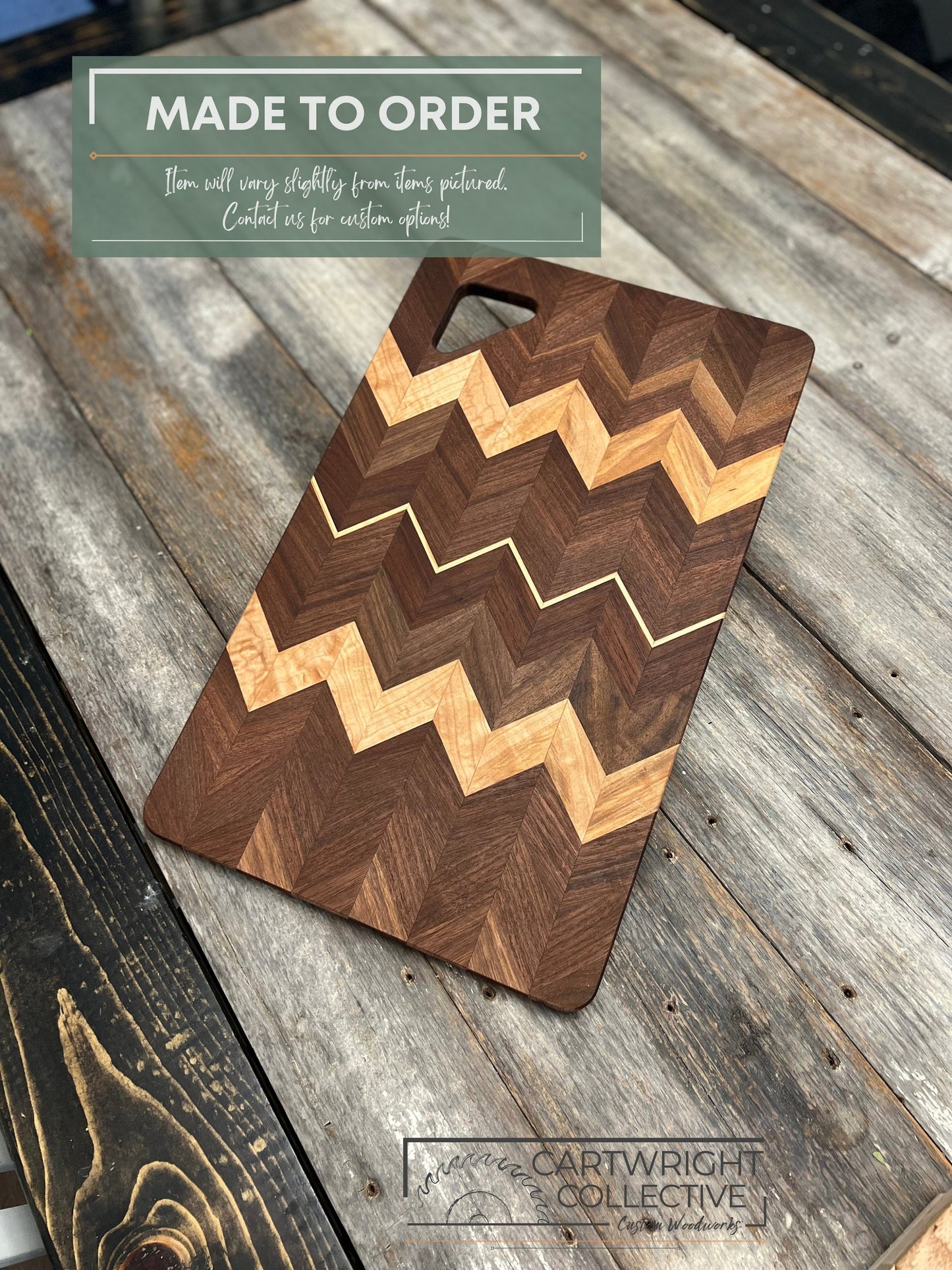 Hardwood Chevron Pattern Charcuterie Board