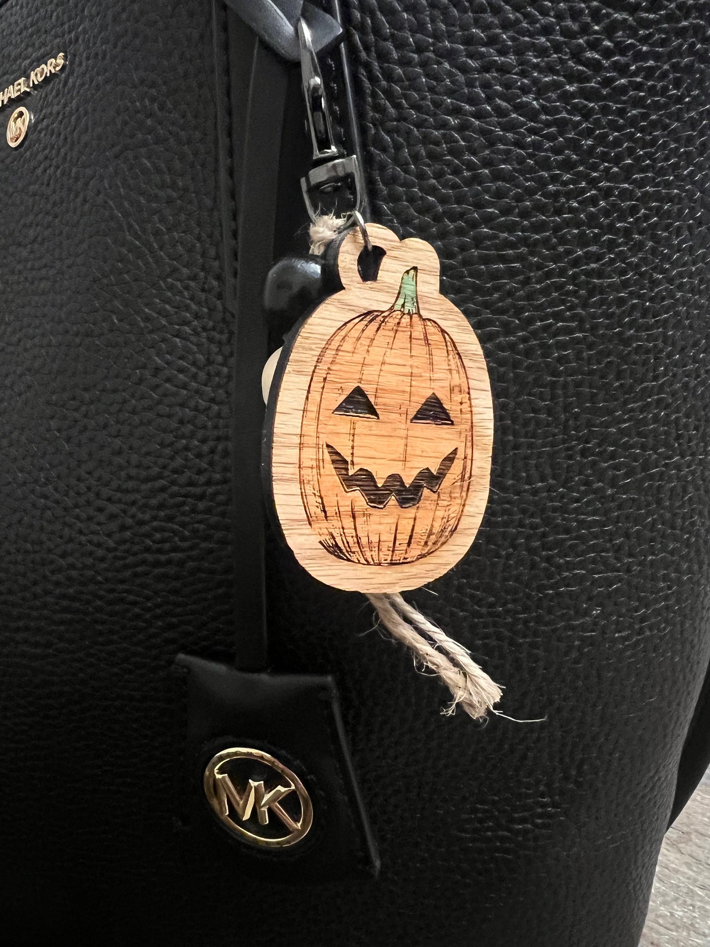 Laser-Cut, Engraved, and Hand-Painted Hard Wood Halloween Pumpkin Keychains