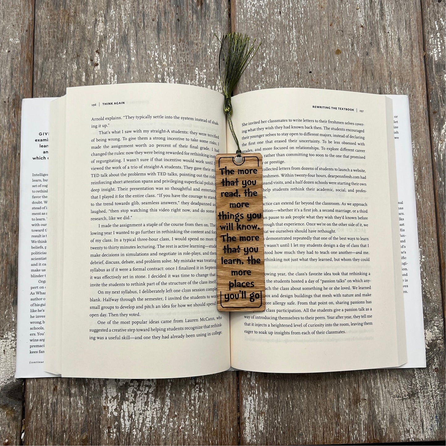 Laser Engraved Hardwood Bookmark with Vinyl Backing - Personalized Literary Keepsake - Quotes