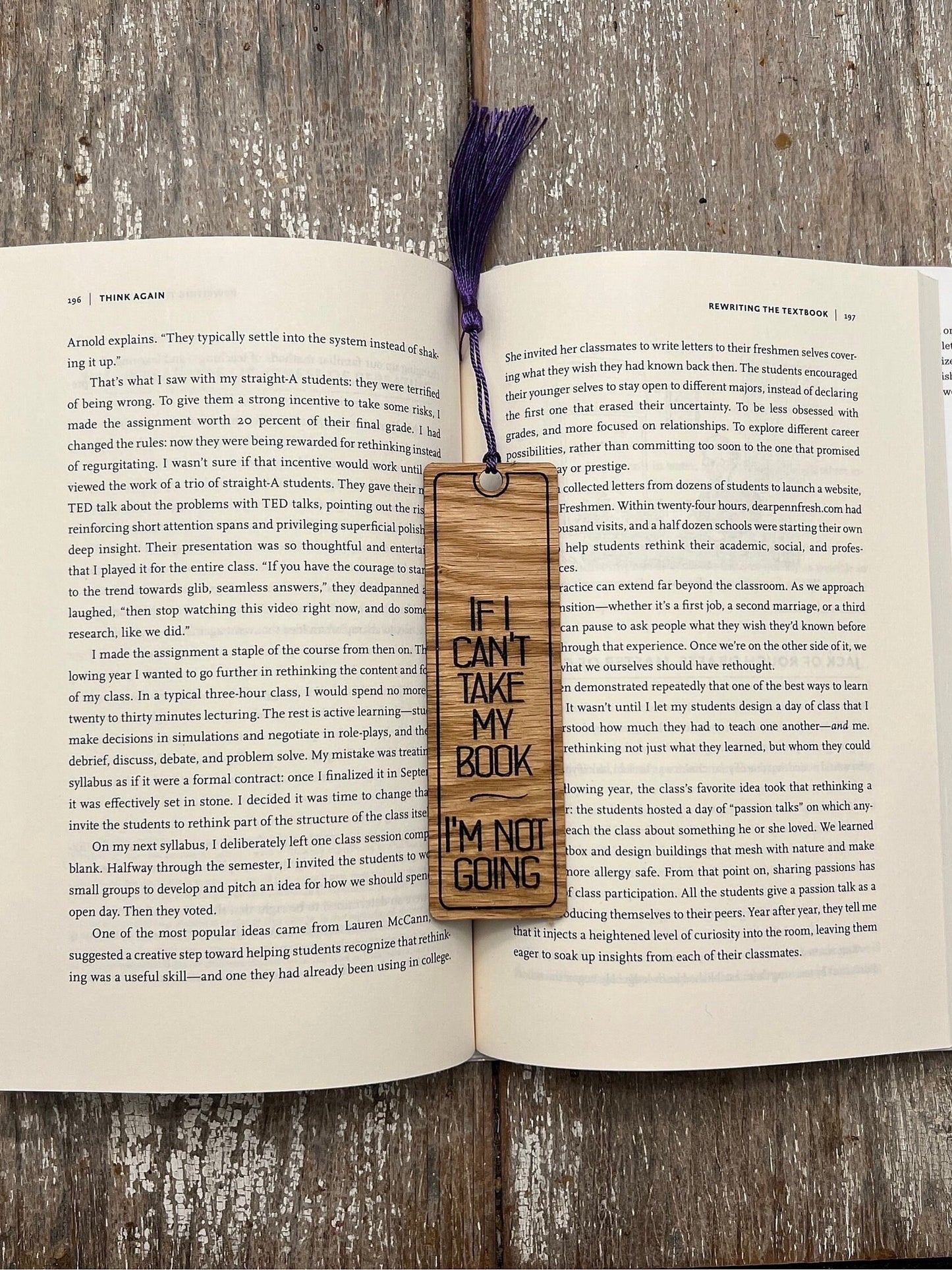 Laser Engraved Hardwood Bookmark with Vinyl Backing - Personalized Literary Keepsake