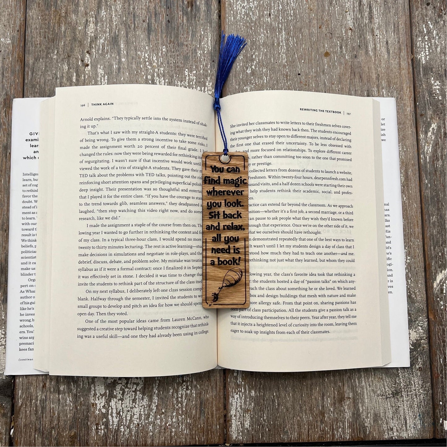 Laser Engraved Hardwood Bookmark with Vinyl Backing - Personalized Literary Keepsake - Quotes