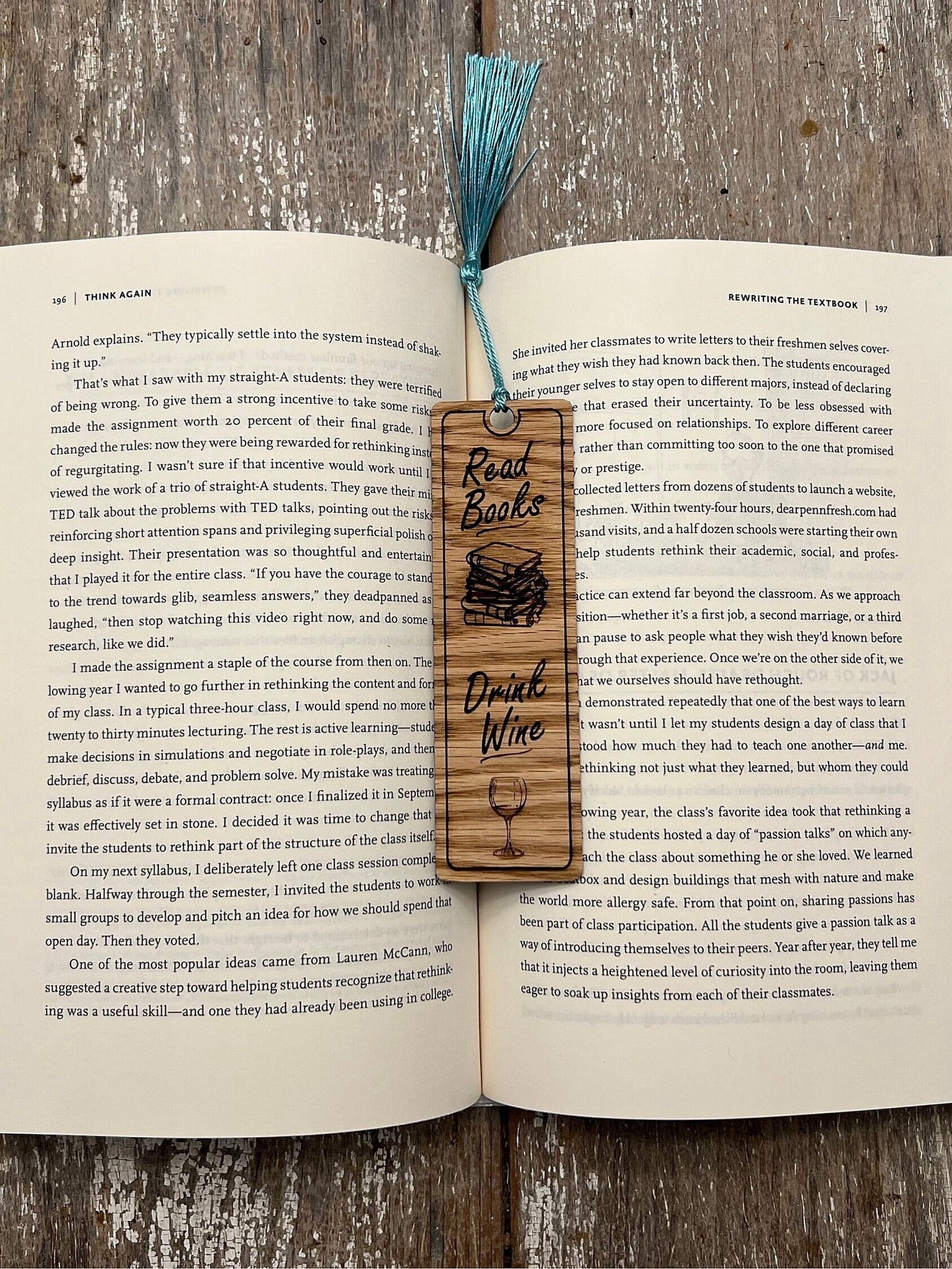 Laser Engraved Hardwood Bookmark with Vinyl Backing - Personalized Literary Keepsake